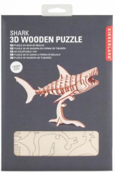 Kikkerland 3D-Puzzle Hai 24 x 15 cm Holz natur